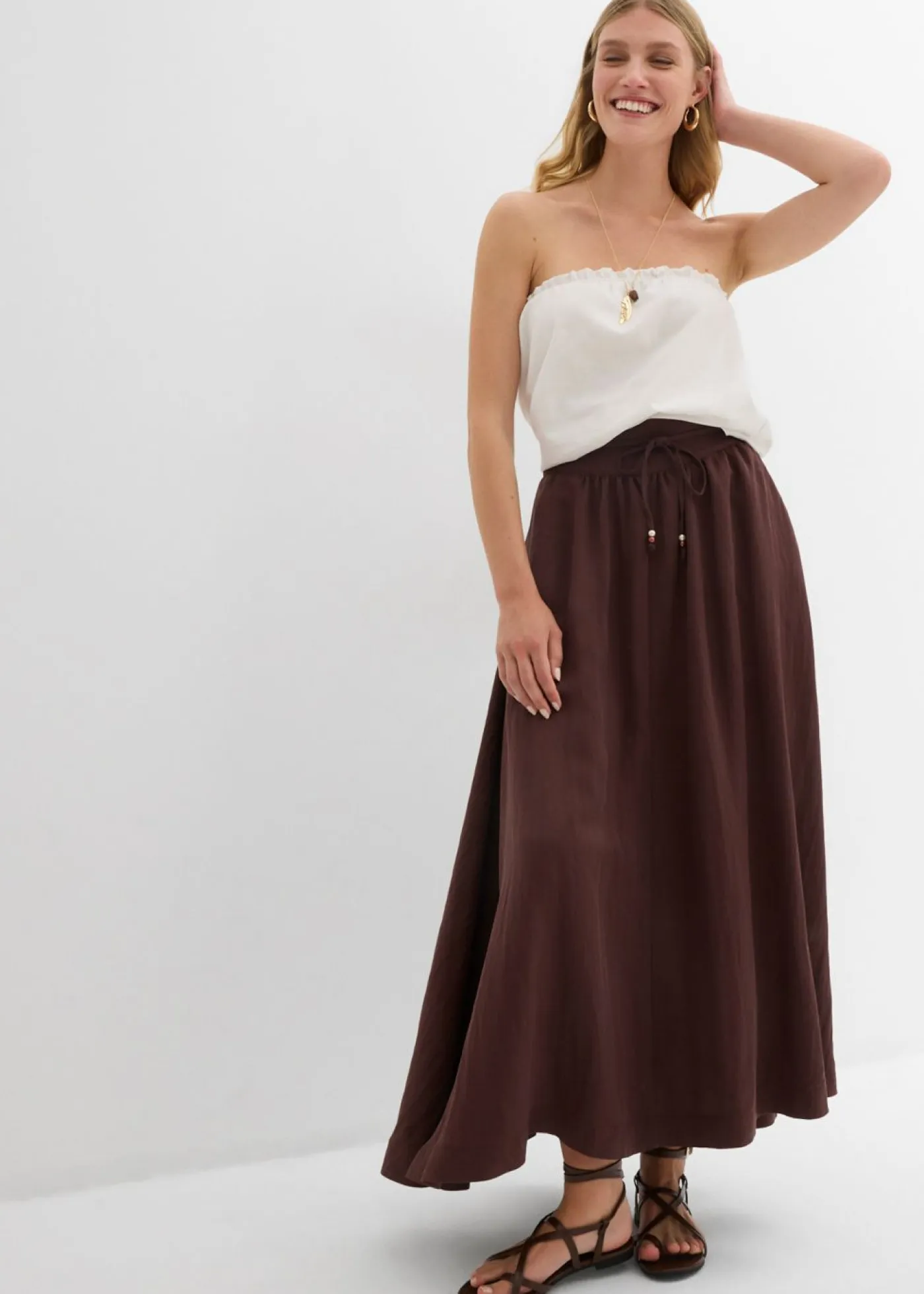 Mujer bonprix bonprix Falda larga de mezcla de lyocell fluido