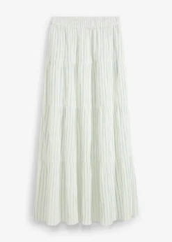 bonprix bonprix Faldas>Falda larga de rayas de algodón puro azul hielo-blanco lana con rayas