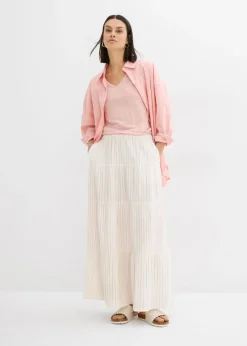 Mujer bonprix bonprix Falda larga de rayas de algodón puro