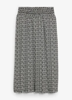 bonprix bonprix Conjuntos De Ropa|Faldas>Falda larga de viscosa arrugada Negro