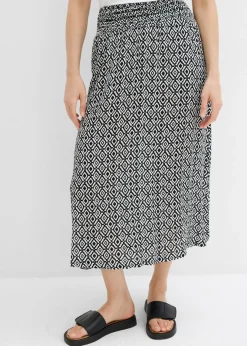 bonprix bonprix Conjuntos De Ropa|Faldas>Falda larga de viscosa arrugada Negro