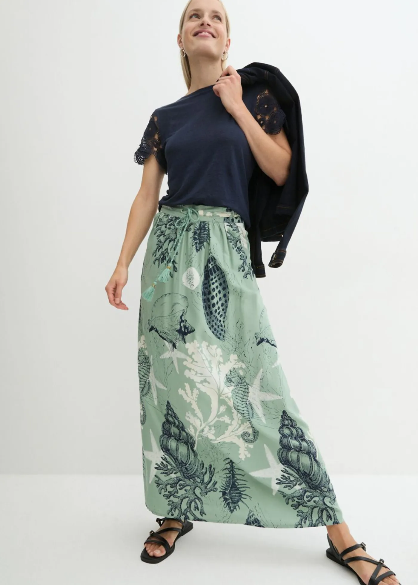 Mujer bonprix bonprix Falda larga de viscosa fluida