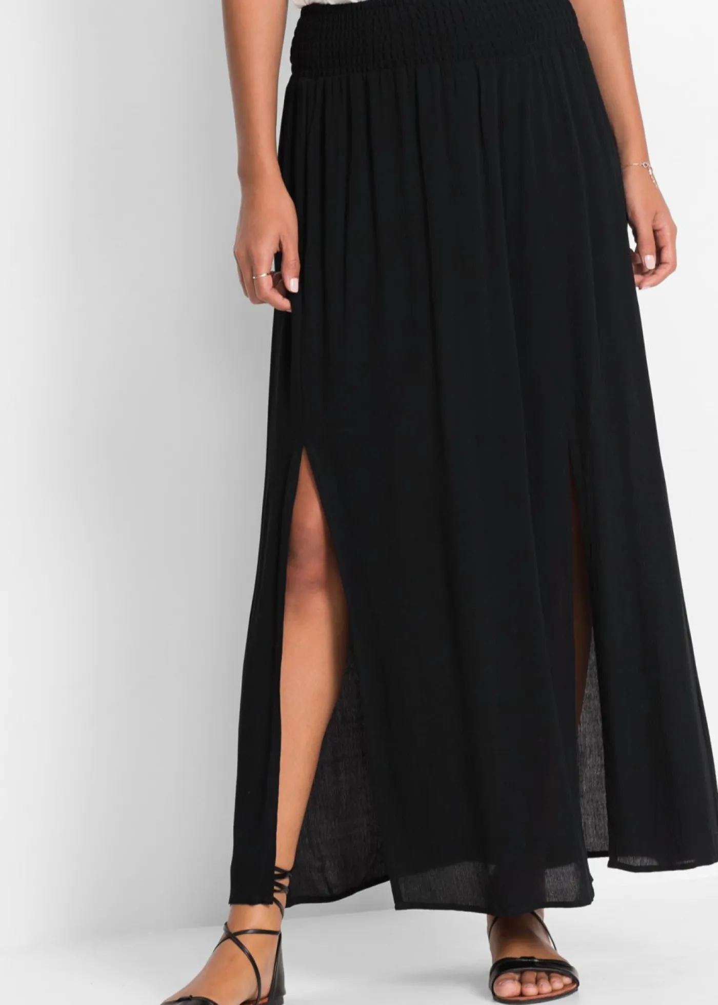 bonprix bonprix Faldas>Falda larga de viscosa fluida Negro