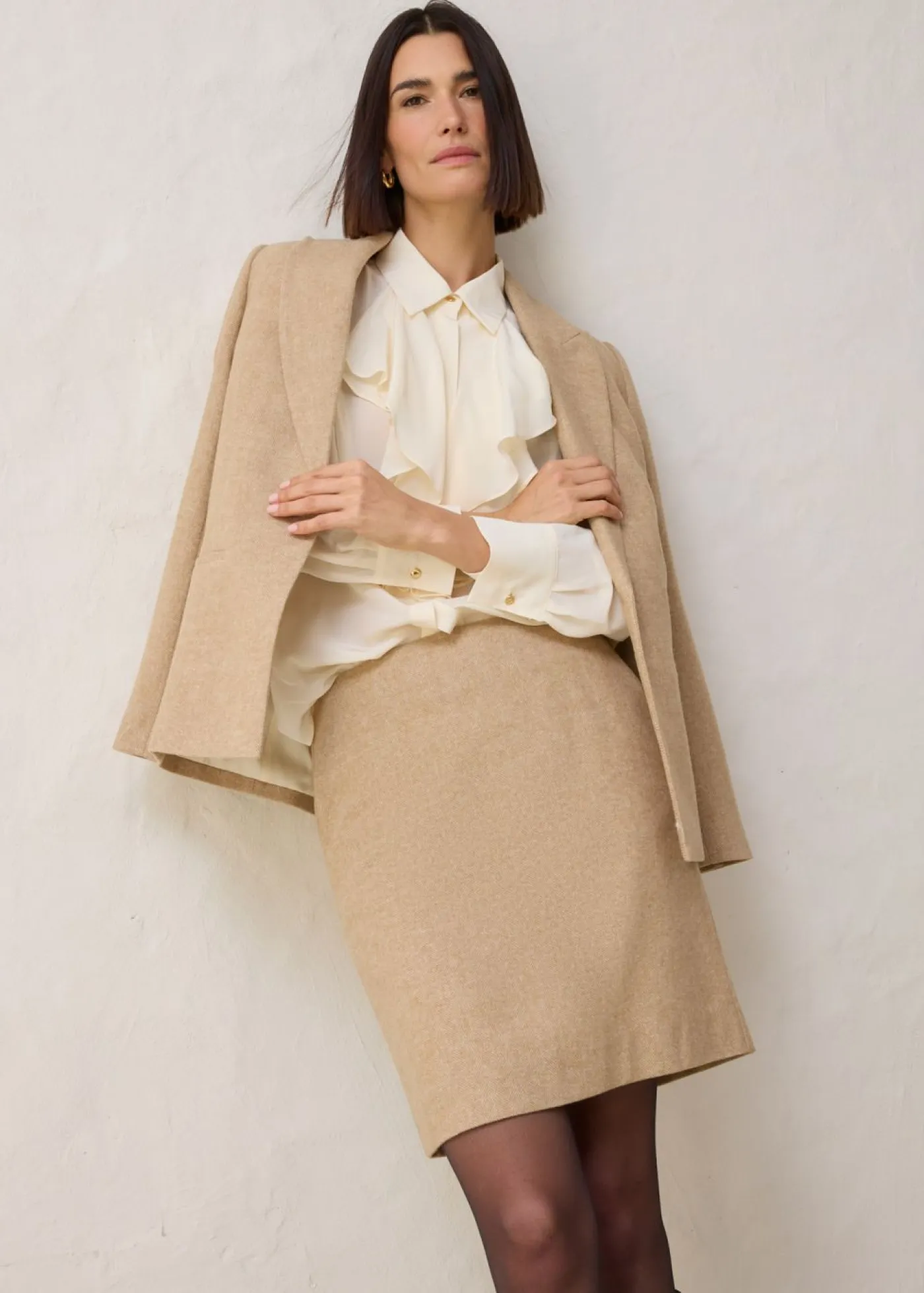 bonprix bonprix Premium|Faldas>Falda lápiz Beige natural jaspeado