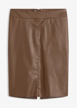 bonprix bonprix Faldas>Falda lápiz de piel sintética marrón