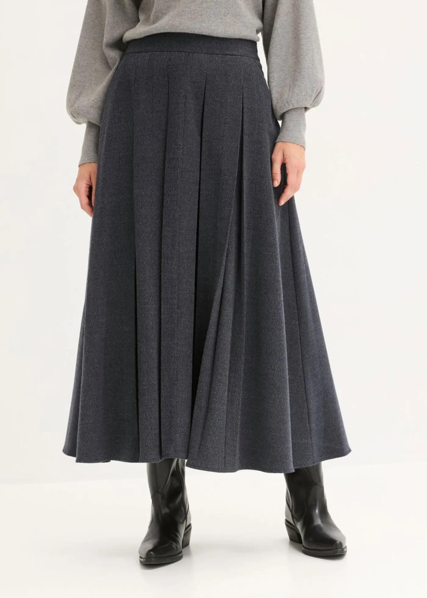 bonprix bonprix Faldas|Tallas Pequeñas>Falda midi Azul tinta jaspeado