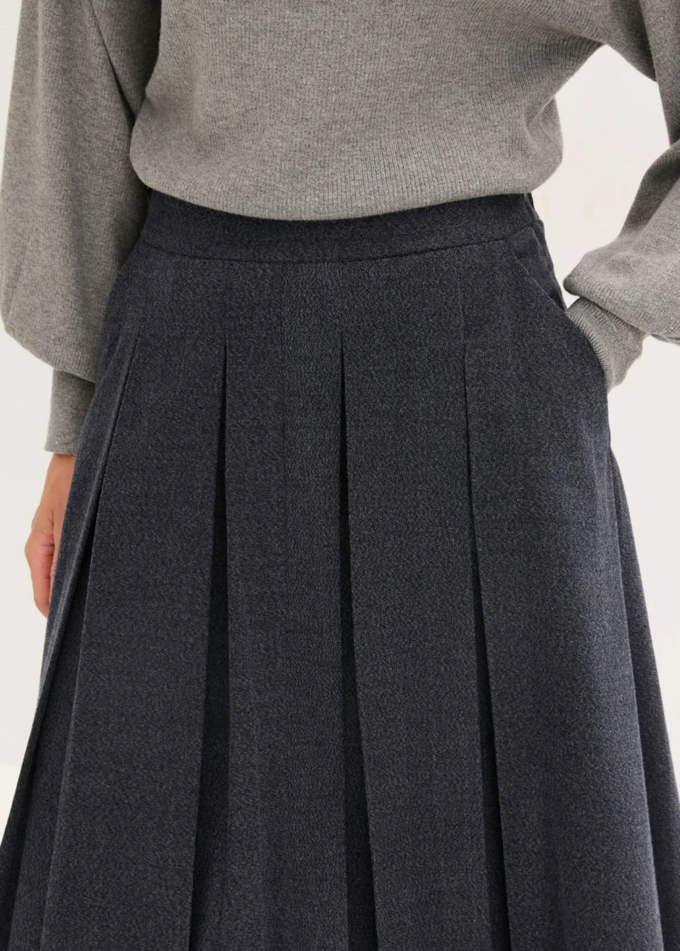 bonprix bonprix Faldas|Tallas Pequeñas>Falda midi Azul tinta jaspeado