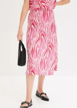 bonprix bonprix Faldas>Falda midi con cintura cómoda crema-rosa caliente