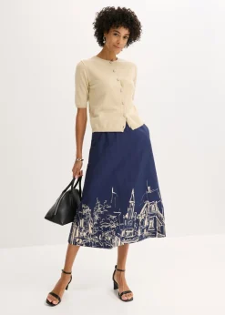 Mujer bonprix bonprix Falda midi de algodón orgánico puro