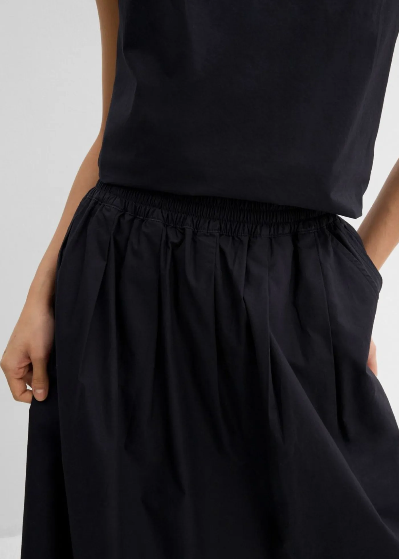 bonprix bonprix Conjuntos De Ropa|Esenciales>Falda midi de algodón puro Negro