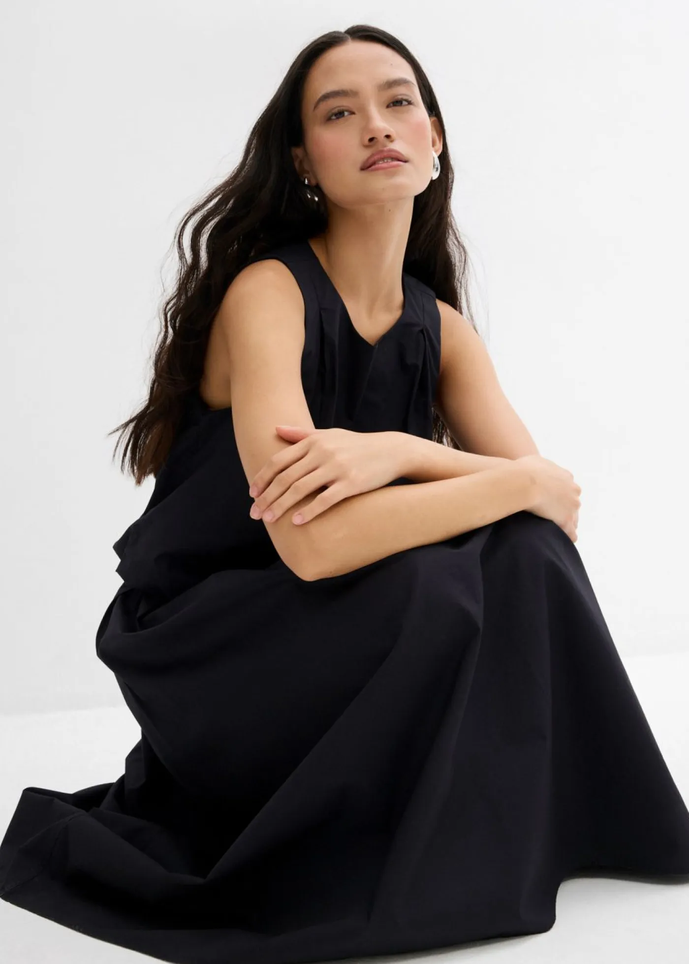 bonprix bonprix Conjuntos De Ropa|Esenciales>Falda midi de algodón puro Negro