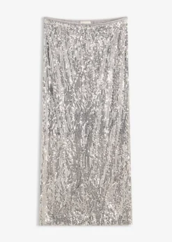 bonprix bonprix Faldas>Falda midi de lentejuelas Plata