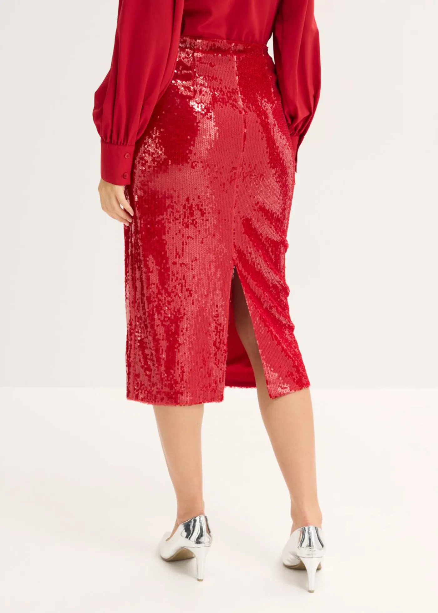 bonprix bonprix Faldas>Falda midi de lentejuelas rojo cayena