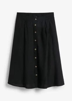bonprix bonprix Faldas>Falda midi de lino Negro