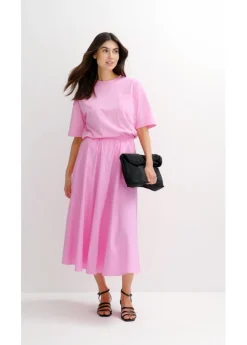 Mujer bonprix bonprix Falda midi de mezcla de algodón elástico