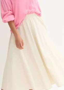 Mujer bonprix bonprix Falda midi de mezcla de lino