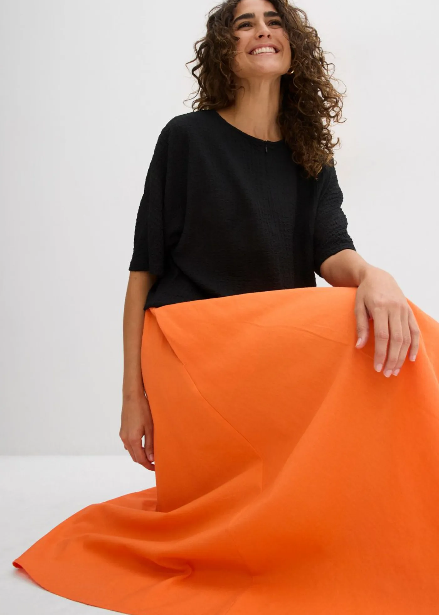 bonprix bonprix Faldas>Falda midi de mezcla de lino mango