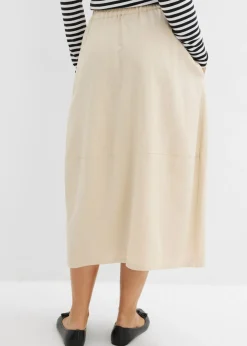 Mujer bonprix bonprix Falda midi de mezcla de lino ligero