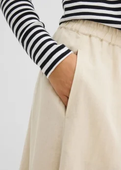 Mujer bonprix bonprix Falda midi de mezcla de lino ligero