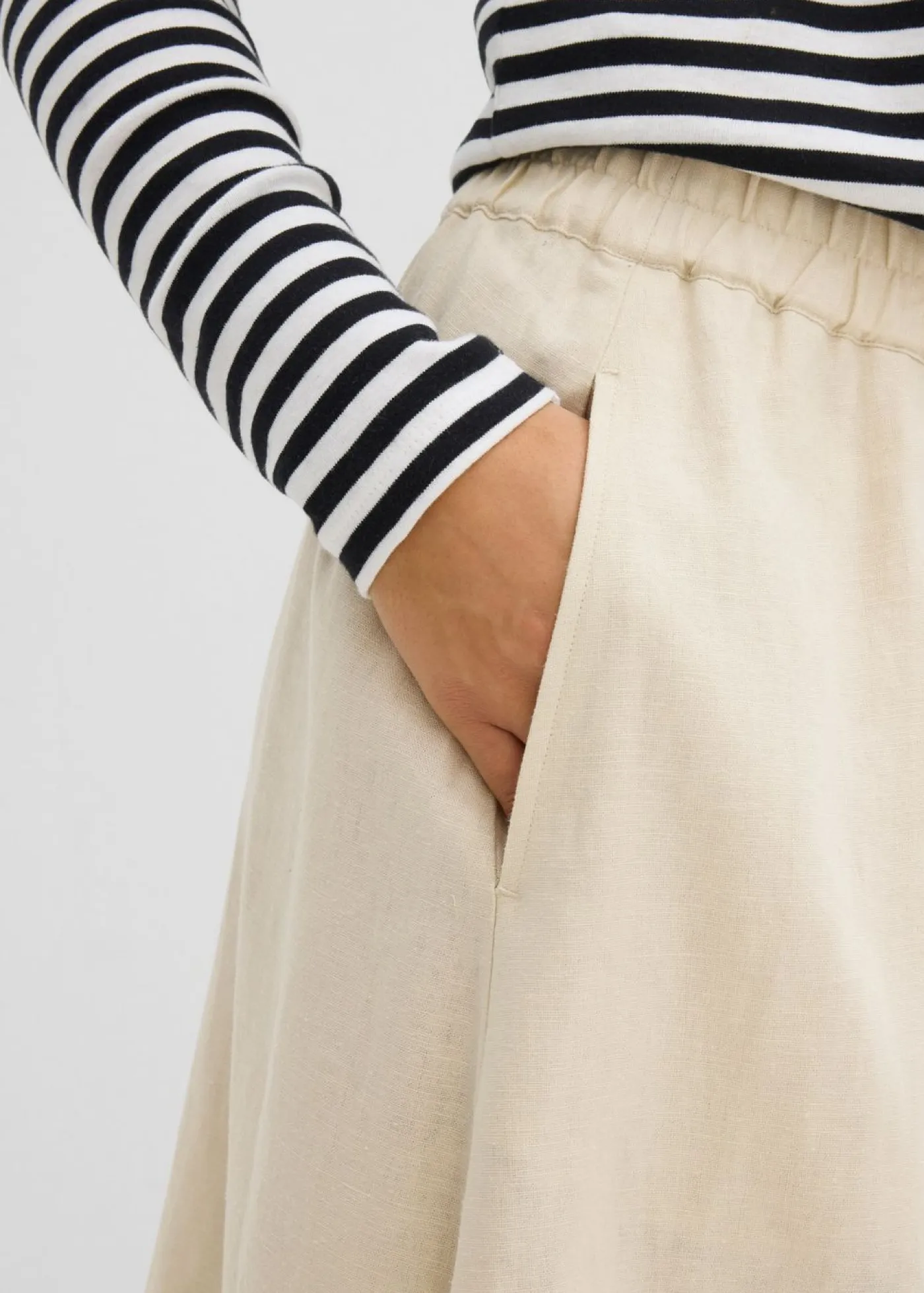 Mujer bonprix bonprix Falda midi de mezcla de lino ligero