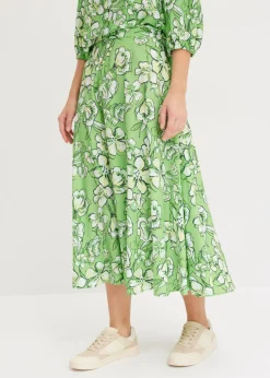 Mujer bonprix bonprix Falda midi de mezcla de viscosa fluida