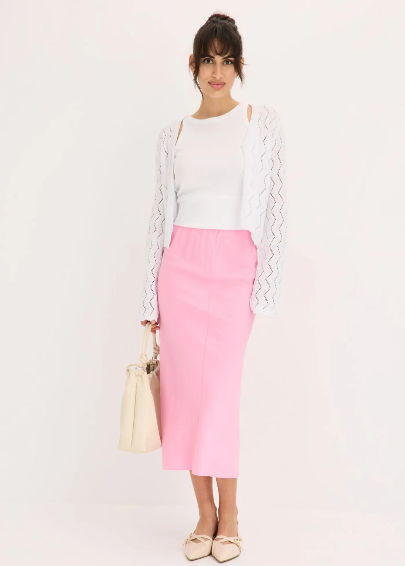 bonprix bonprix Faldas>Falda midi de satén Rosa