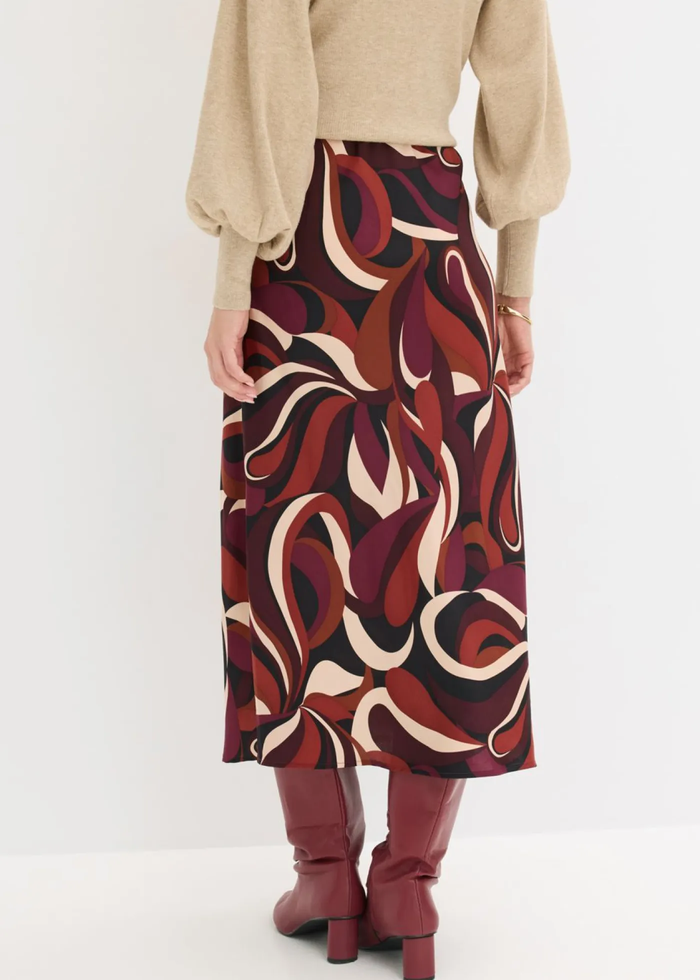 Mujer bonprix bonprix Falda midi de satén fluido