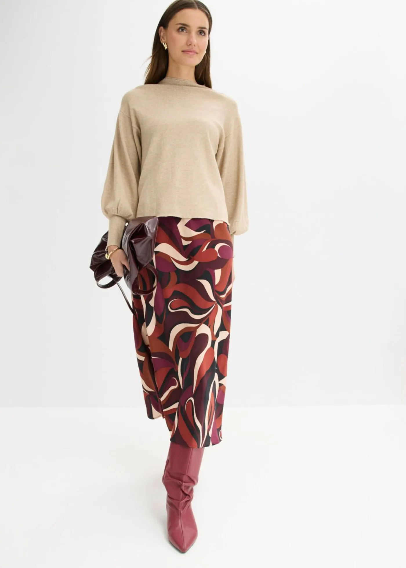 Mujer bonprix bonprix Falda midi de satén fluido