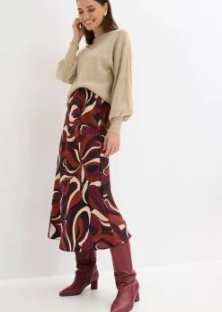 Mujer bonprix bonprix Falda midi de satén fluido