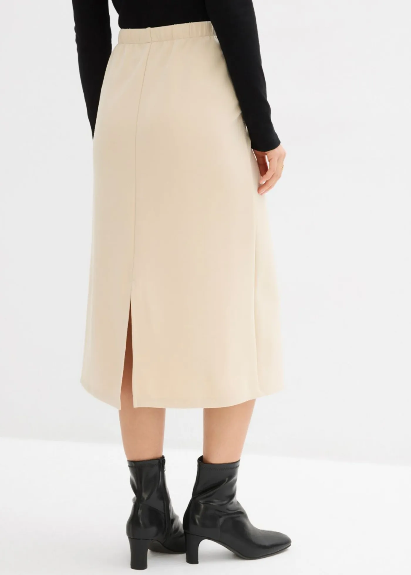 bonprix bonprix Faldas>Falda midi de suave neopreno Arena claro