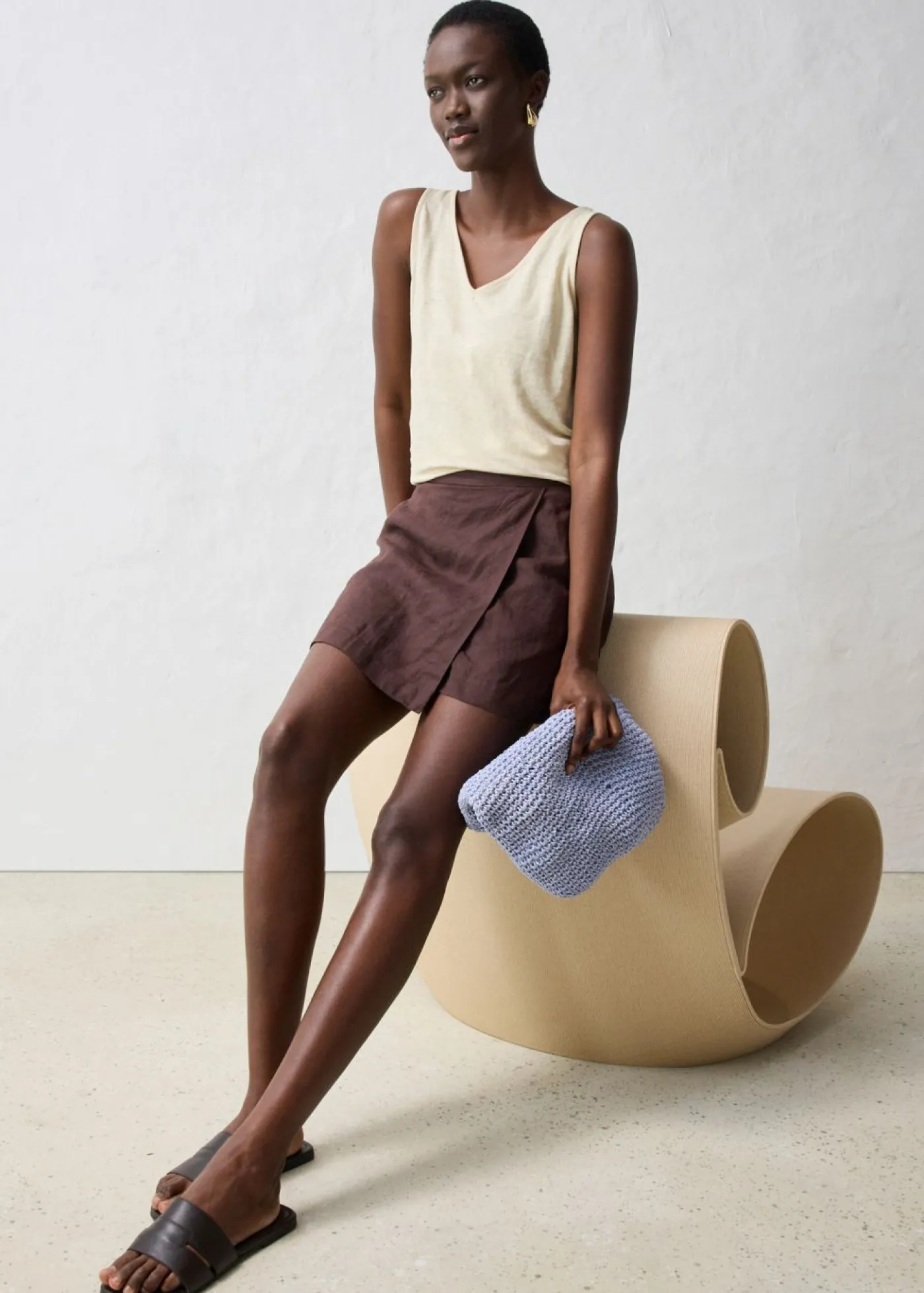 Mujer bonprix bonprix Falda pantalón de lino puro