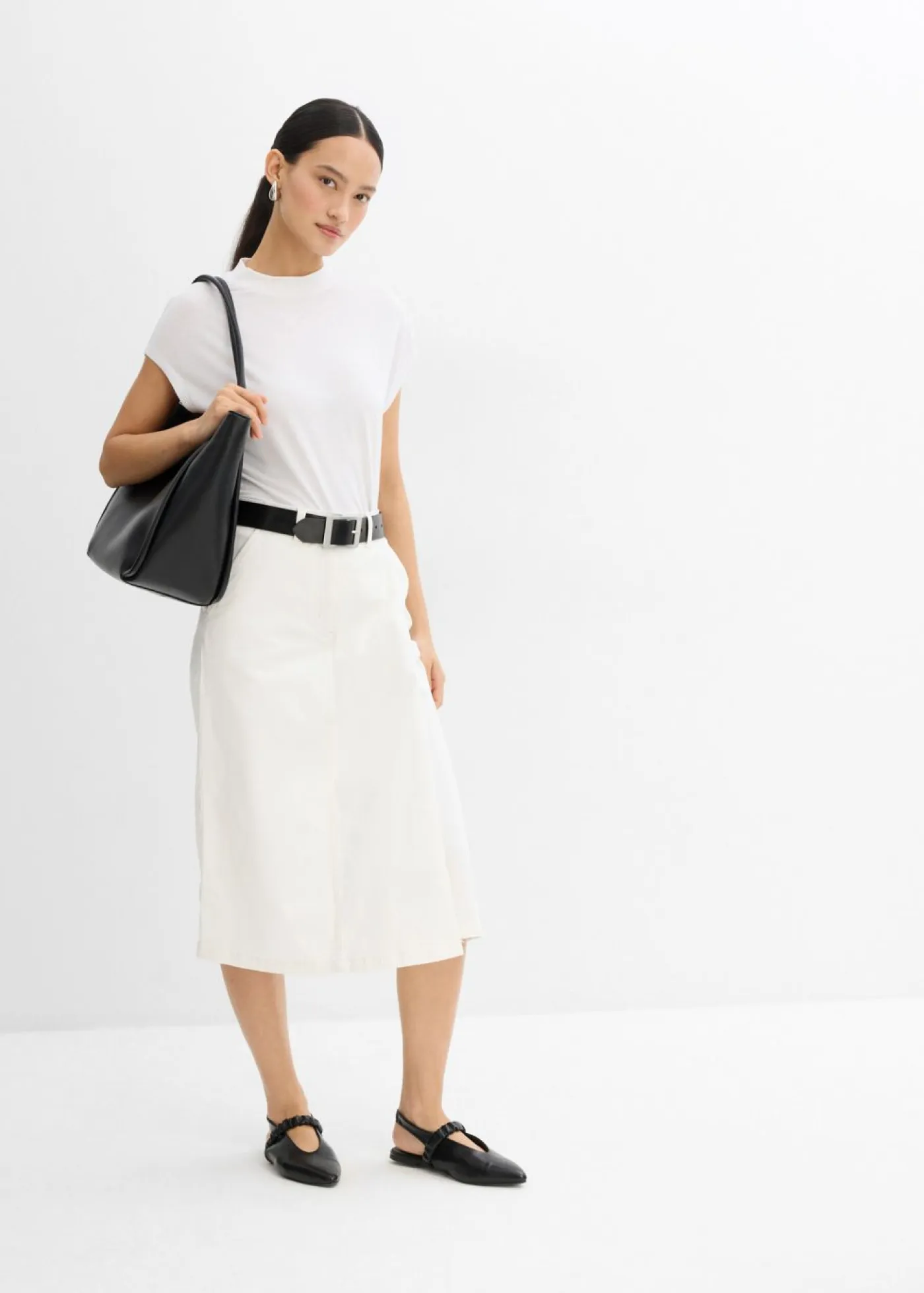 Mujer bonprix bonprix Falda pantalón de mezcla de algodón elástico