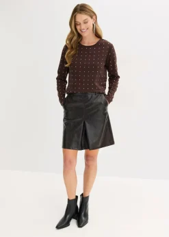 Mujer bonprix bonprix Falda plisada de charol sintético