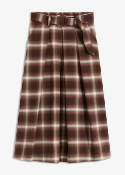 Mujer bonprix bonprix Falda plisada de cuadros con cinturón (2 piezas)