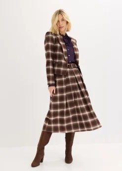 Mujer bonprix bonprix Falda plisada de cuadros con cinturón (2 piezas)