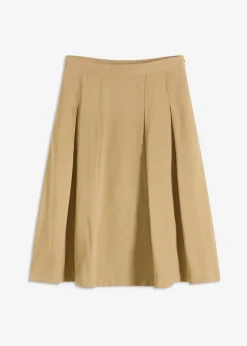 bonprix bonprix Faldas>Falda plisada de mezcla de viscosa suave oliva pálido