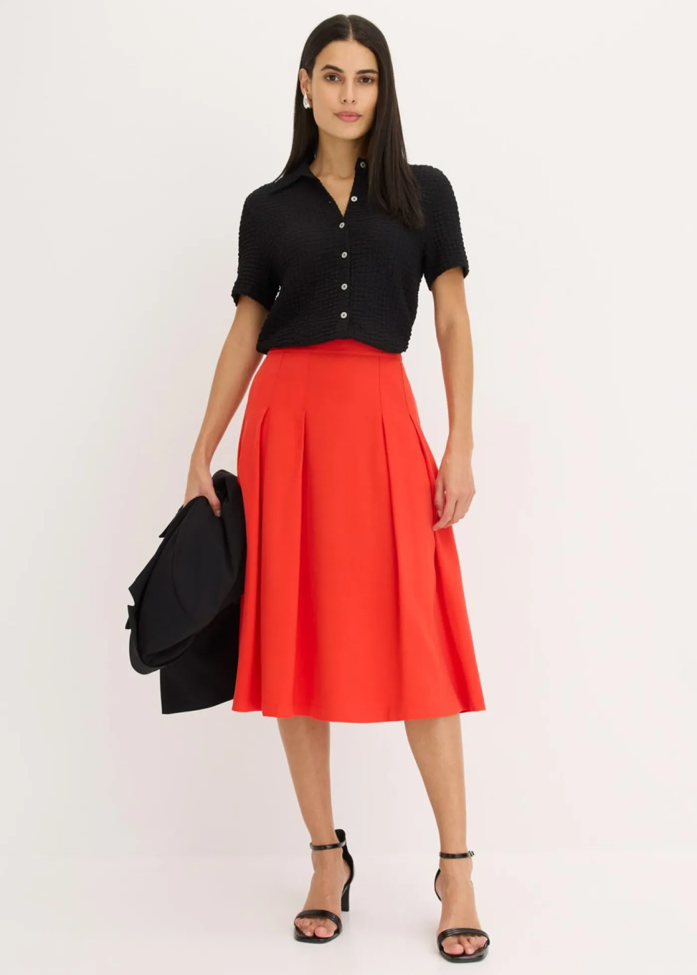 Mujer bonprix bonprix Falda plisada de mezcla de viscosa suave