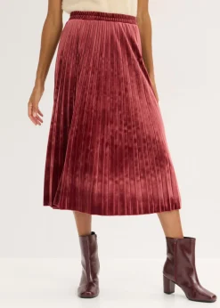 Mujer bonprix bonprix Falda plisada de terciopelo suave