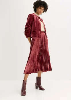 Mujer bonprix bonprix Falda plisada de terciopelo suave