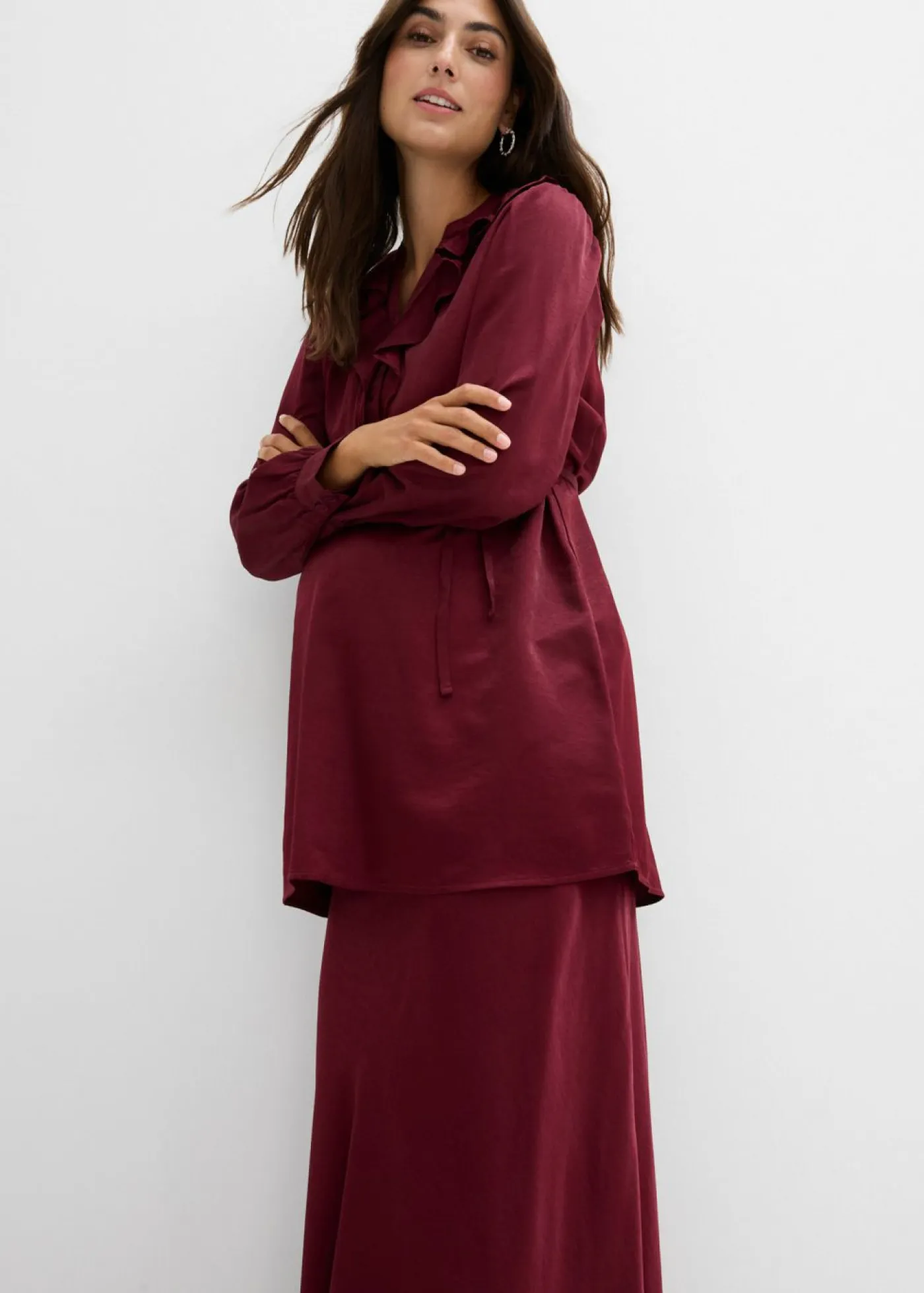 bonprix bonprix Premamá>Falda premamá de satén mora oscuro