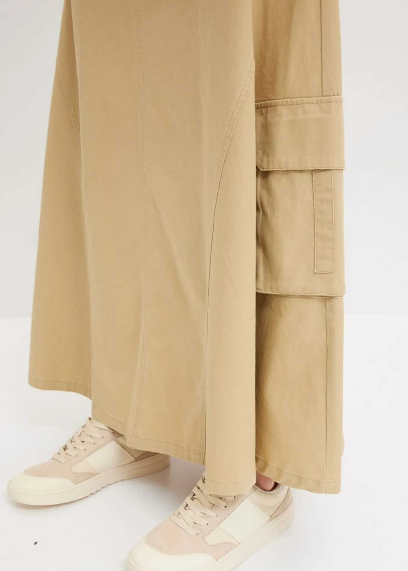 bonprix bonprix Faldas>Falda tipo cargo de algodón puro Beige verdoso