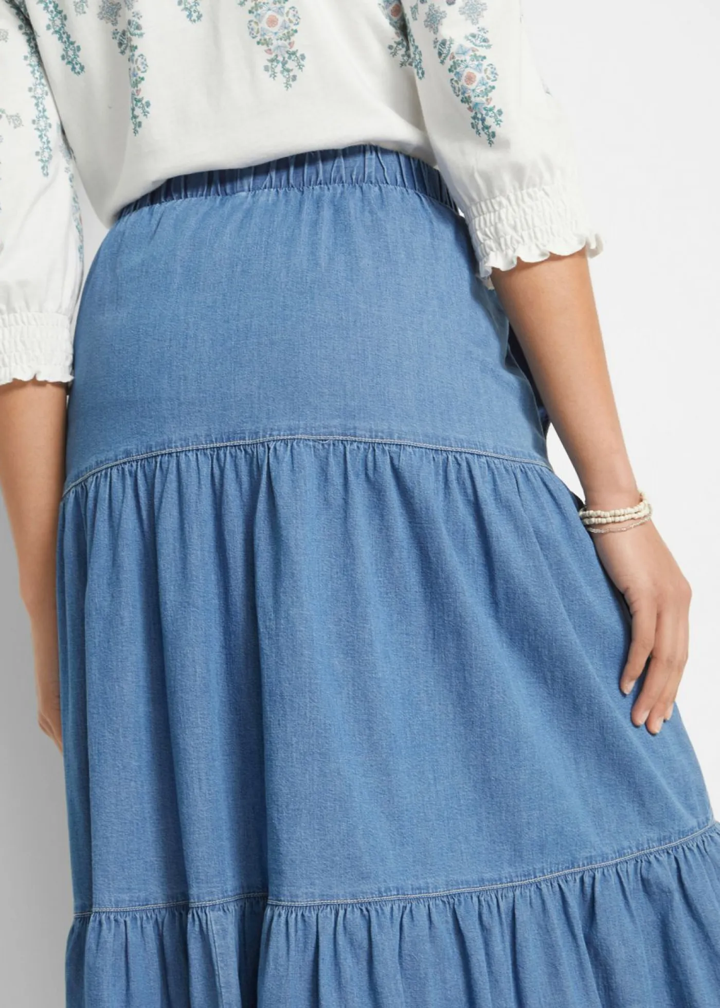 bonprix bonprix Faldas>Falda vaquera a capas Denim claro desgastado