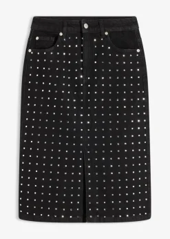 Mujer bonprix bonprix Falda vaquera con aplicación de piedras brillantes