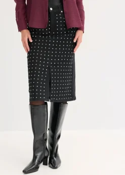 Mujer bonprix bonprix Falda vaquera con aplicación de piedras brillantes