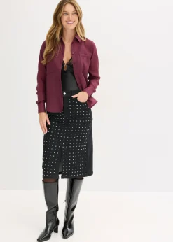 Mujer bonprix bonprix Falda vaquera con aplicación de piedras brillantes