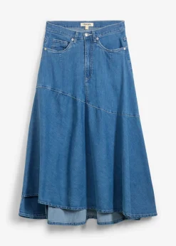 bonprix bonprix Faldas>Falda vaquera de talle alto y largo midi azul claro denim usado