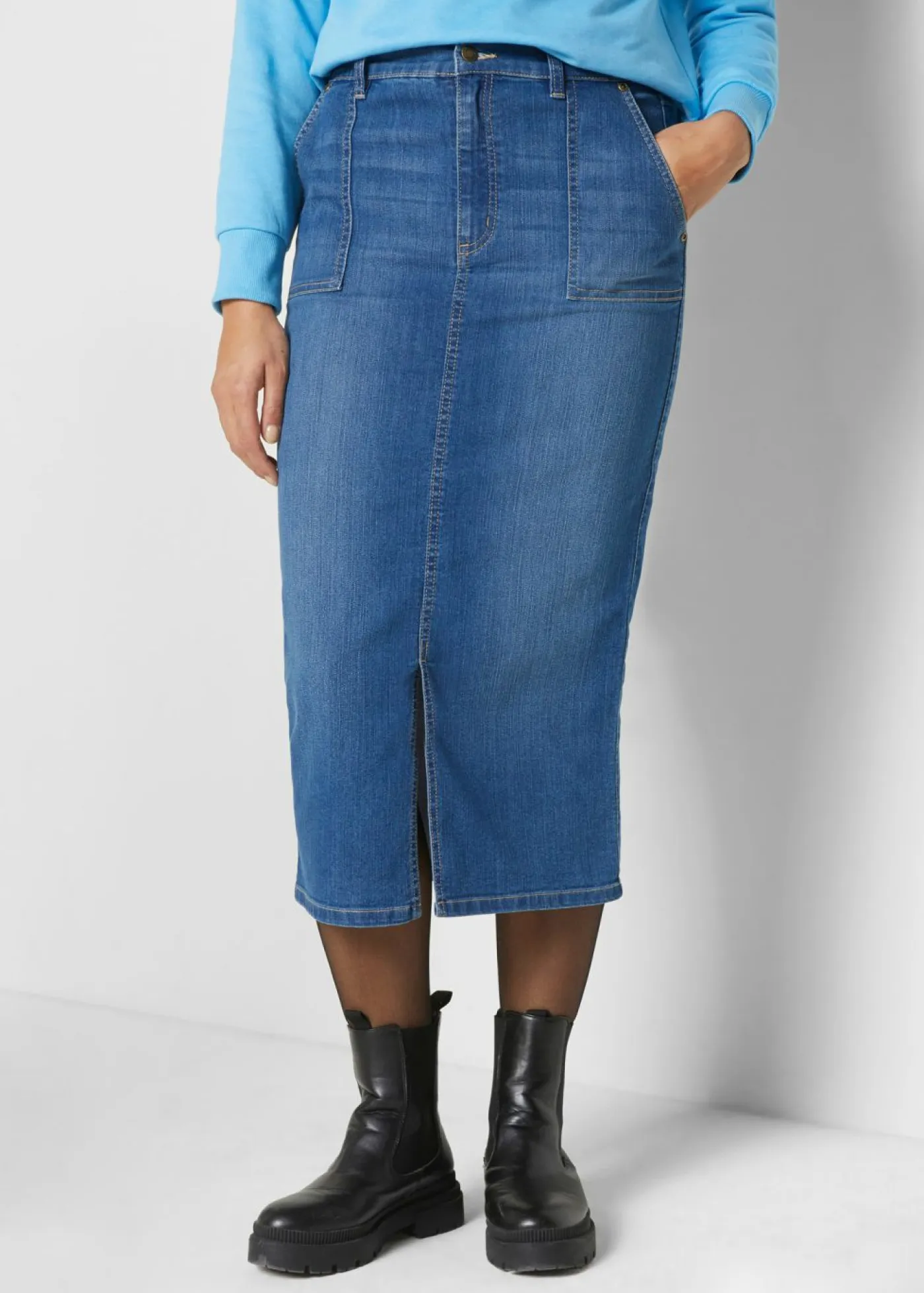 bonprix bonprix Faldas>Falda vaquera elástica Azul piedra usado