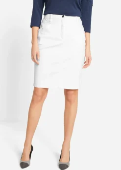 bonprix bonprix Faldas>Falda vaquera elástica Blanco