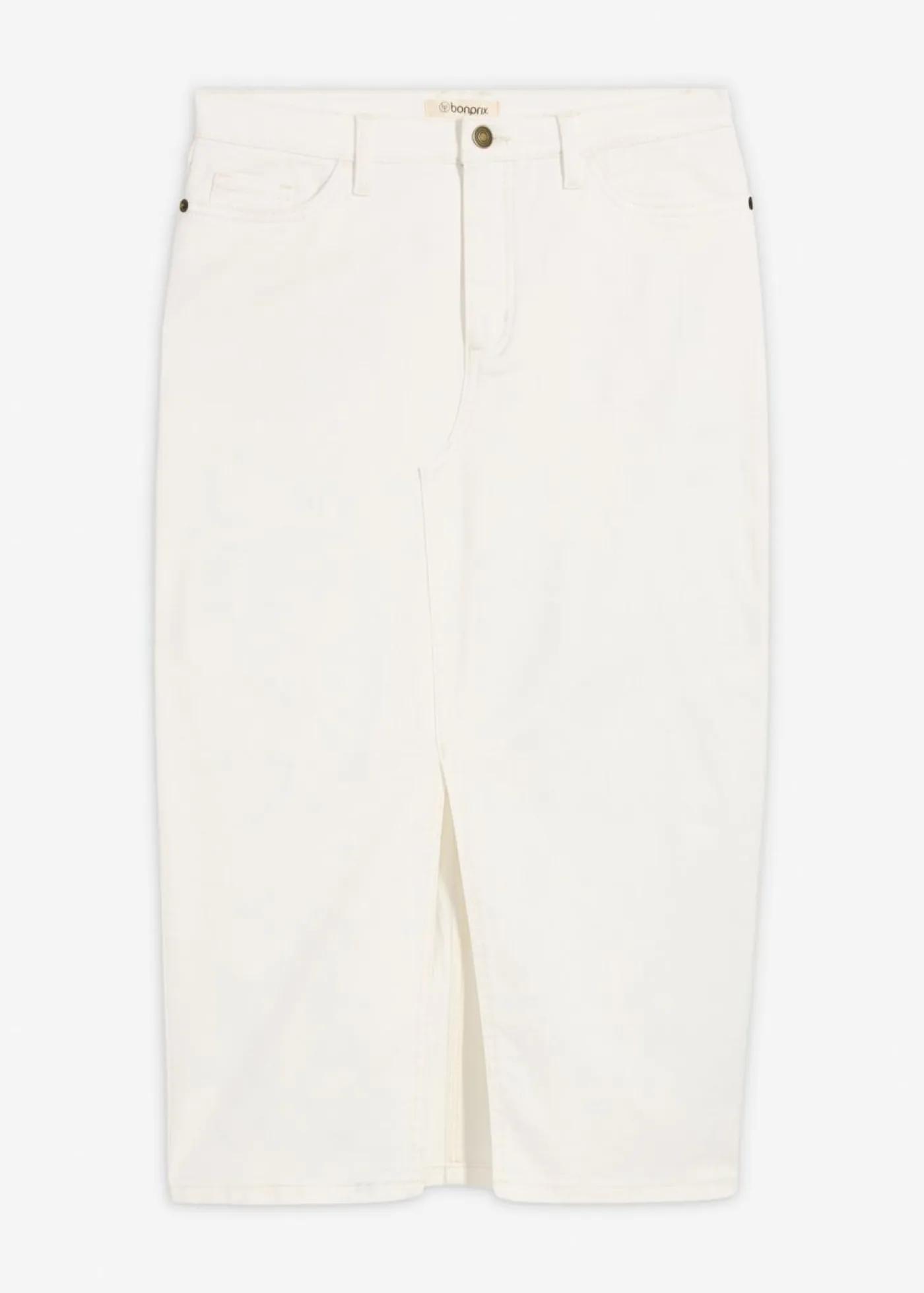 bonprix bonprix Faldas|Novedades>Falda vaquera midi Blanco lana