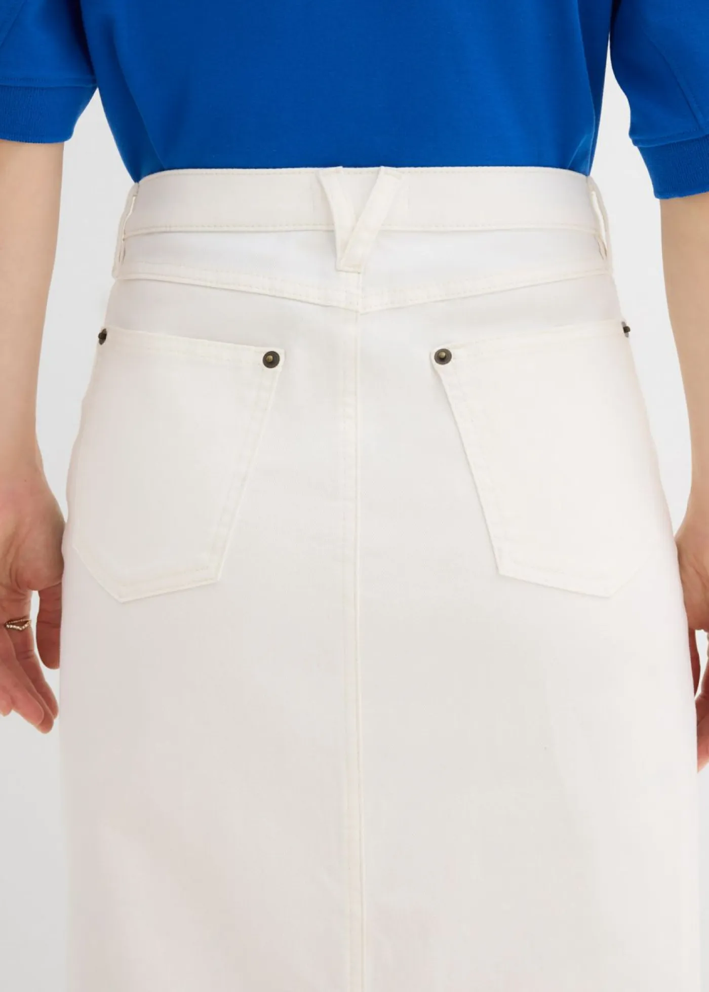 bonprix bonprix Faldas|Novedades>Falda vaquera midi Blanco lana